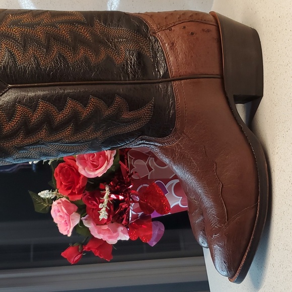 Men TONY LAMA MT0102 smooth quill ostrich leather western style boots (sz 8.5D) - Picture 6 of 10